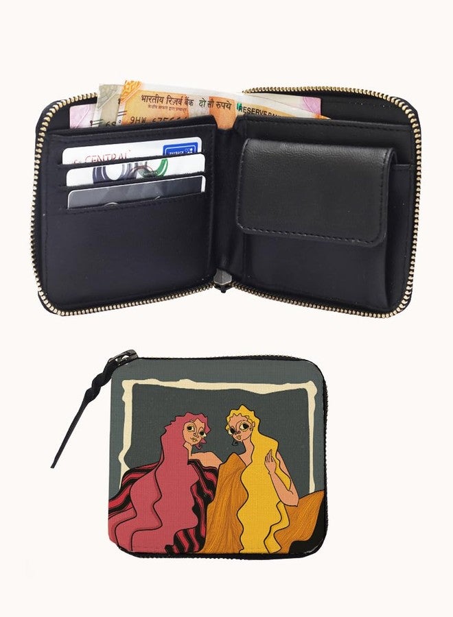 Kalankit Wallet for Women | Compact Vegan Leather Ladies Purse, Slim and Easy to Fit in Pocket with Card Slots, Cash & Coin Pocket | Small Bi-Fold Zip Wallets for Woman | Shared Silence - Image 5